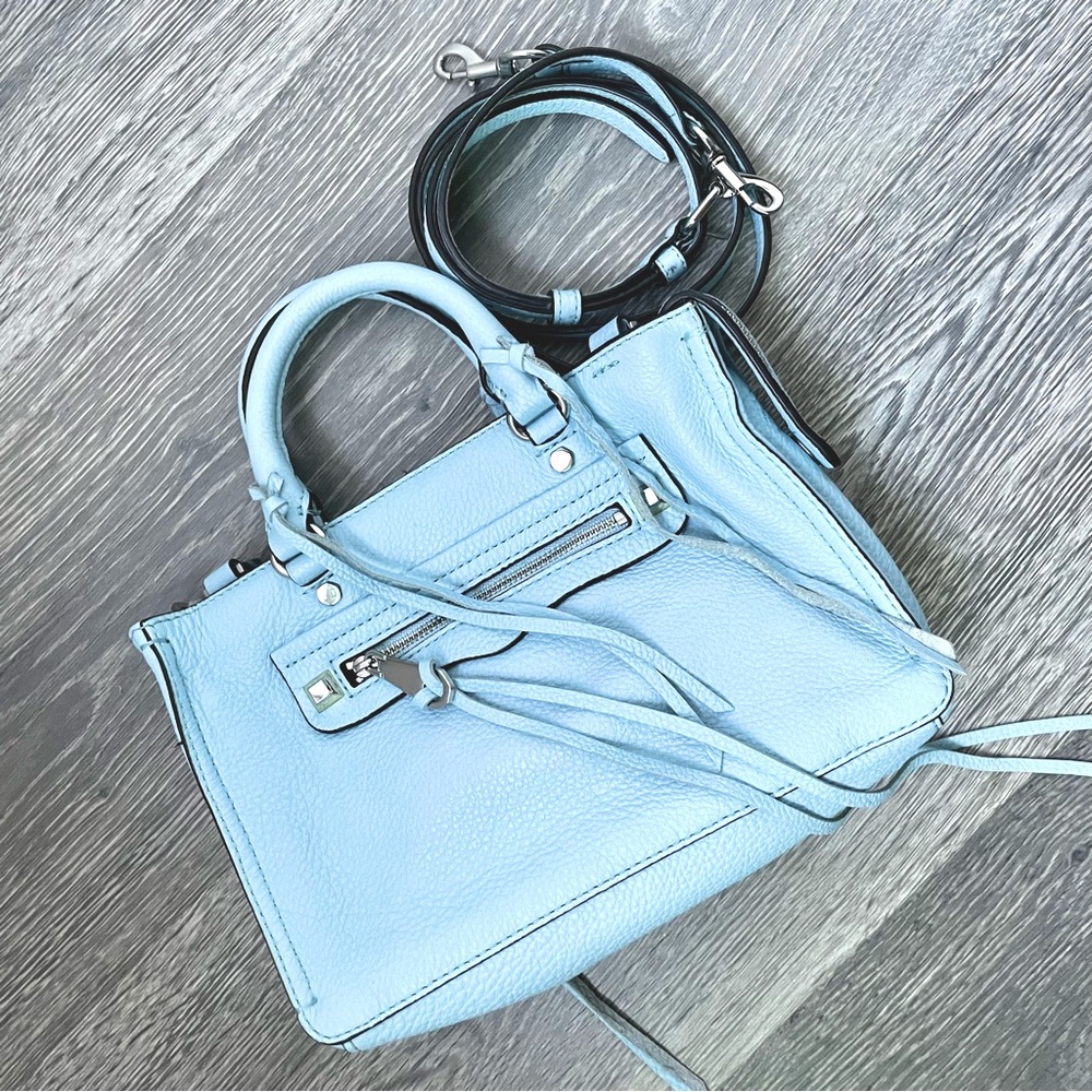 Rebecca Minkoff Micro Regan Leather Satchel Crossbody with studs & fringes - Picture 3 of 5
